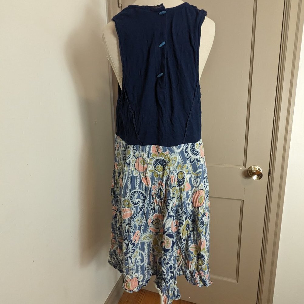 Anthropologie Lilka Sundress Navy Blue Botanical Print Sleeveless Tank Dress - Picture 4 of 8